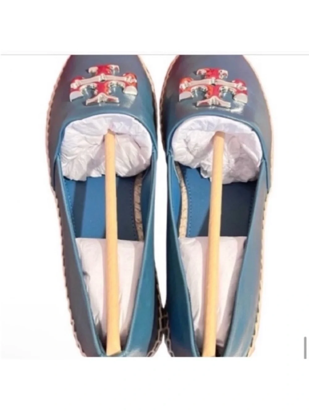 🆕-Tory Burch Eleanor Leather Espadrille in Brisk Blue. Size: 8. NWT